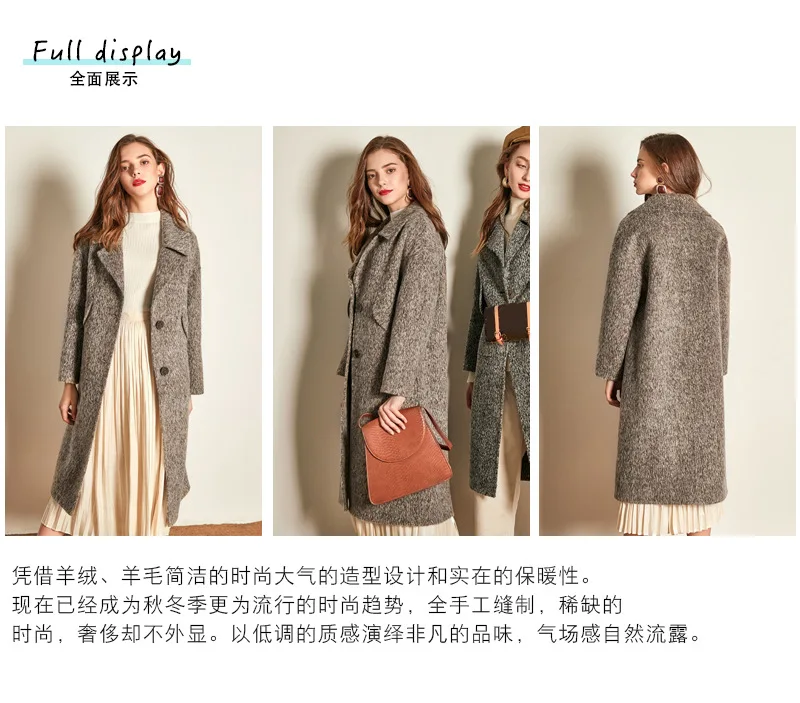 women's winter coats dark grey Double-sided wool cashmere outwear autumn plus size ladies fashion jackets long free ship