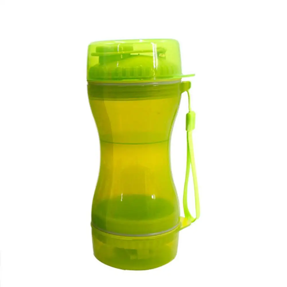 Green Бутылка для воды для собак 2 в 1 портативная чашка для питья домашних животных диспенсер контейнер для еды для кемпинга дорожная бутылка для воды для собак - Цвет: Green