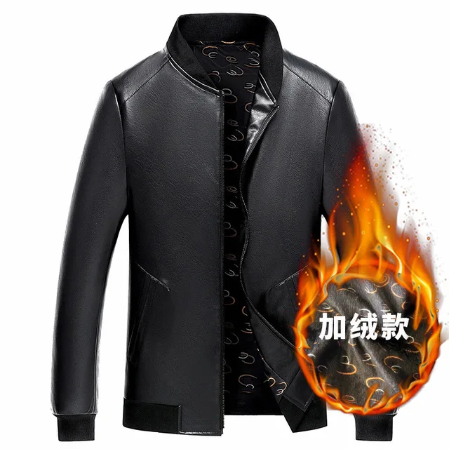 Fleece Весна осень куртка из искусственной кожи для мотоцикла Байкер Коричневый Черный кожаный жакет для мужчин Jaqueta Couro Masculino Blouson Cuir Homme - Цвет: Fleece