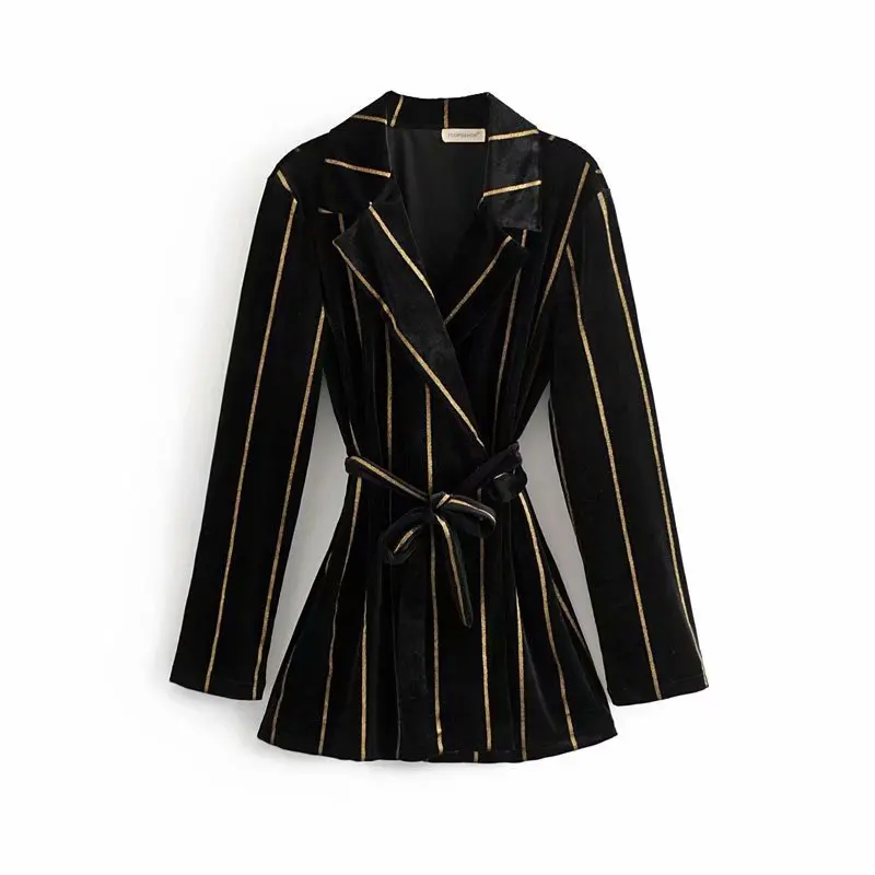 Europe And America WOMEN'S Dress Autumn And Winter New Style Gold Velvet Suit Women's Coat Women's