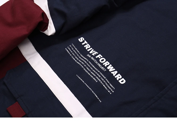 Men Hooded Jacket Parka Retro Color Block Windbreaker Autumn Winter Hip Hop Streetwear Coat Trench Harajuku Outwear Cotton