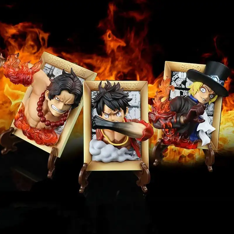 アクションワンピースルフィエースサボフィギュアモデルのおもちゃ車の装飾フォトフレーム冷蔵庫ペースト誕生日プレゼントのモデルおもちゃ Action Figures Aliexpress
