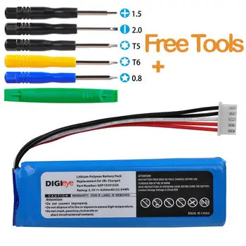

6200mAh High Capacity Replacement Battery + Tools for JBL Charge 3 Portable Speaker, Fits for JBL GSP1029102A