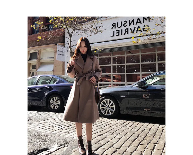 Heydress, Осень-зима, OL, Женское пальто с поясом, отложной воротник, женское повседневное шерстяное пальто, для девушек, свободное, одноцветное, толстая верхняя одежда, куртки