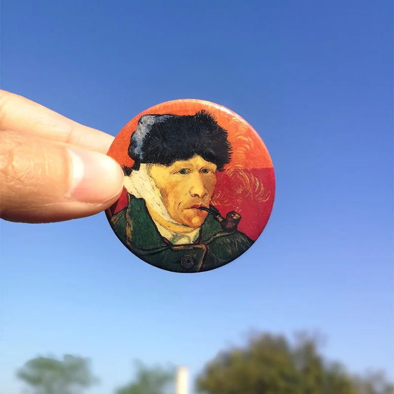 Nengdou T4 Van Gogh oil painting badge brooch for women lapel pins metal badge backpack icon DIY craft decoration for clothes