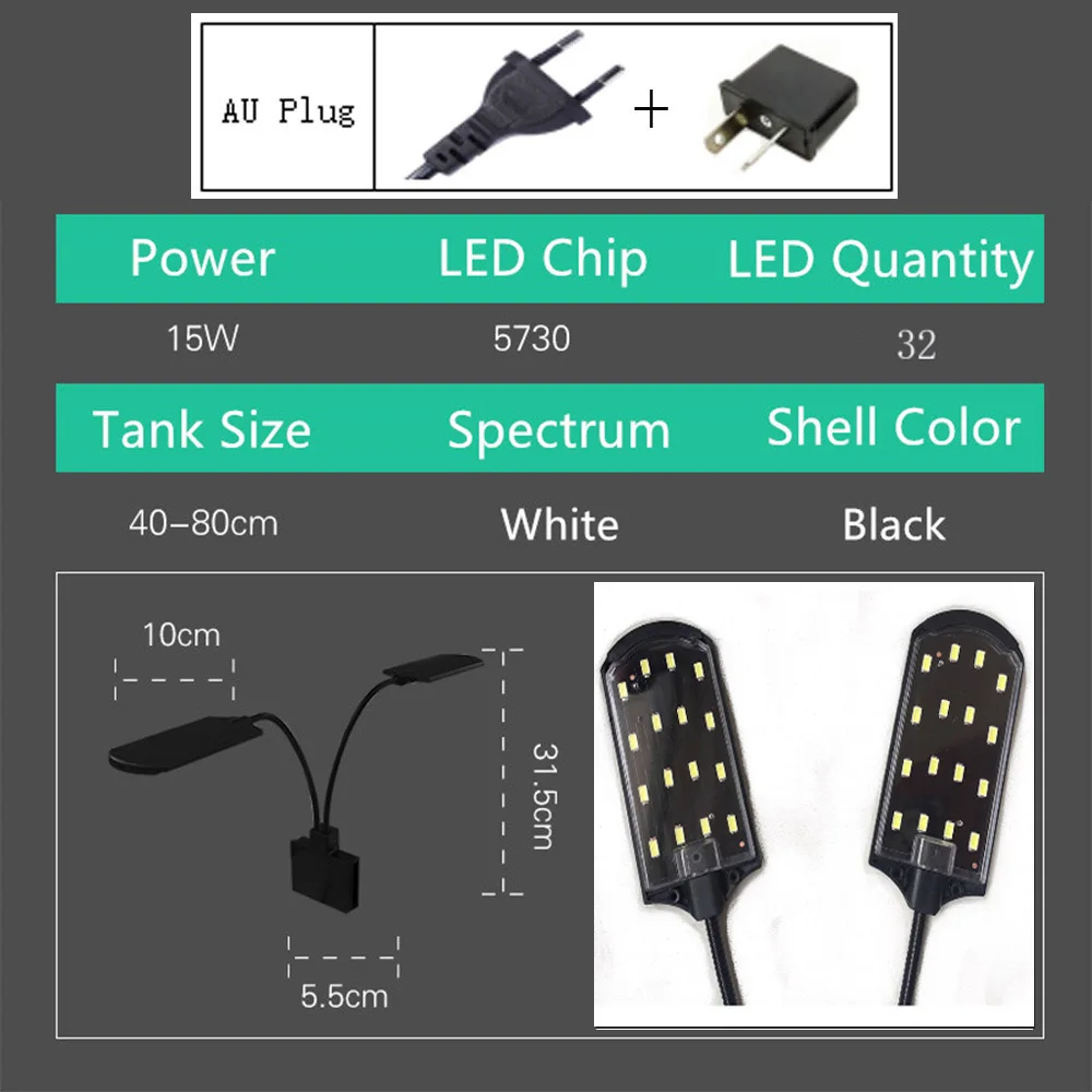 X7 AU plug Aquarium Light For Fish Tank Planted Aquarium 15W/10W/5W LED Light For Aquarium LED Lighting Anti-Fog Clip-On Luces Lights Lamp - Цвет: X7 AU plug