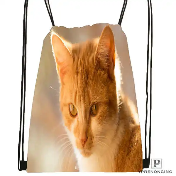 Drawstring Backpack Custom Blue Eye Honeyed Рот Кошка походная сумка на шнурке милый рюкзак для детей(черная спина) 31x40 см#180531-04-36 - Цвет: Drawstring Backpack