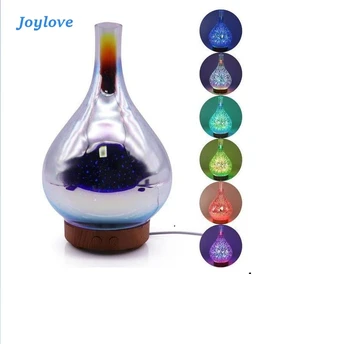 

JOYLOVE 3D Firework /DragonflyGlass Vase Shape Ultrasonic Humidifier With 7 Color Led Night Light Air Aroma Oil Diffuser Mist