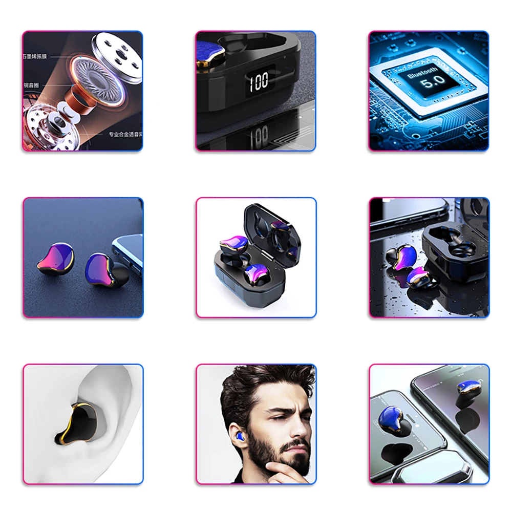 TWS наушники Bluetooth 5,0 Touch True G01, беспроводные стерео наушники с басами, водонепроницаемые спортивные наушники, светодиодный дисплей