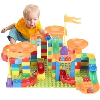 

Big Particle Building Blocks Marble Race Run Block Funnel Slide Blocks DIY Bricks Toys For Children