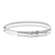 Сверкающий бант прозрачные браслеты cz для изготовления ювелирных изделий ювелирные изделия из стерлингового серебра для женщин DIY бусины модные серебряные браслеты