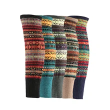 Patter geométrico jacquard cor verde vermelho amarelo slouchy lã perna aquecedor para meninas