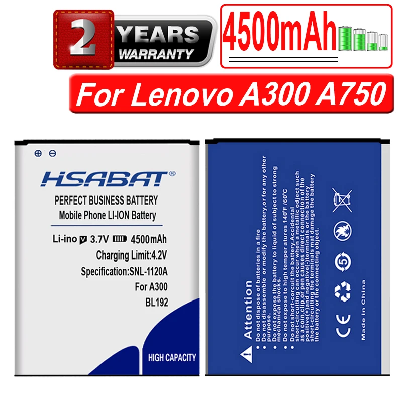 HSABAT новый аккумулятор 4500 мАч BL192 для Lenovo A300 A750 A328 A328T A526 A388T A529 A680 A590 A560 A505E и т.