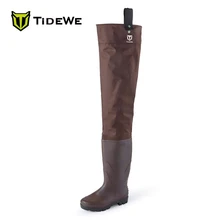 TideWe Brown Multi-purpose Hip Waders Lightweight PVC Fly Fishing Waders Hip Boots Hunting Boots for Men and Women