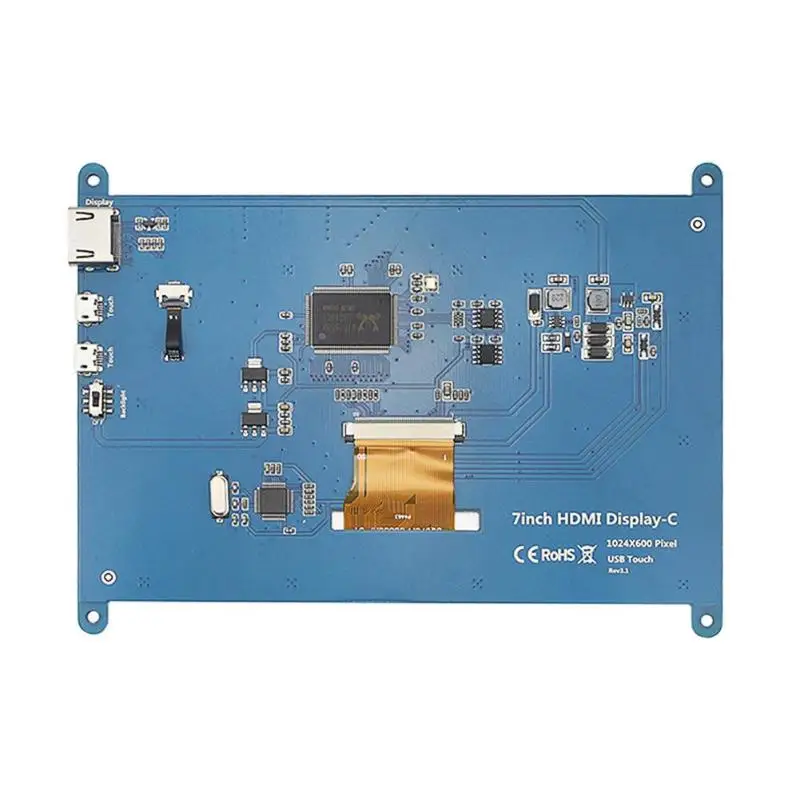 7 inch LCD Display Touch Screen 1024 X 600 HDMI Computer Monitor for Raspberry Pi 4B/3B+ Computer Touch Screen Panels