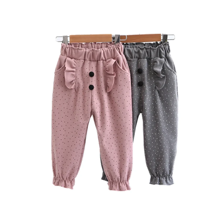 Штаны для девочек, детская одежда на весну и осень, детские штаны для маленьких девочек, штаны с оборками, 90-140