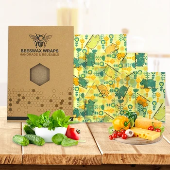 

Reusable food beeswax cloth bee wrapped food packaging kitchen supplies storage bag green storage bag cover package