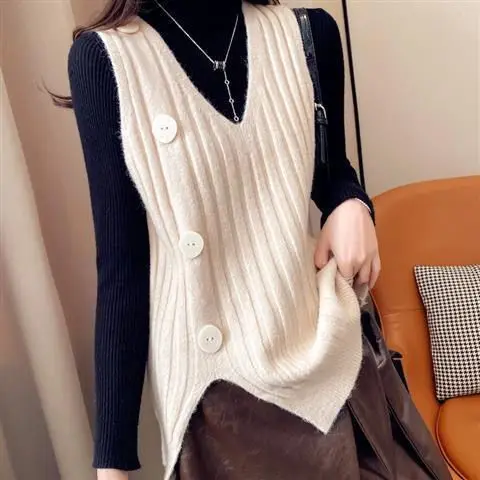 Мягкий шерстяной свитер жилет для женщин 2020 зимние корейские Стиль в винтажном