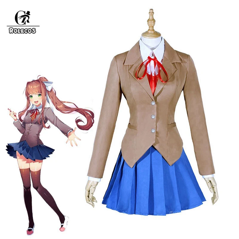 Skup ROLECOS doki doki literature club Monika Cosplay Sayori Yuri Natsuki przebranie na karnawał mundurek szkolny dziewczyna kobiety kostium gra Cos