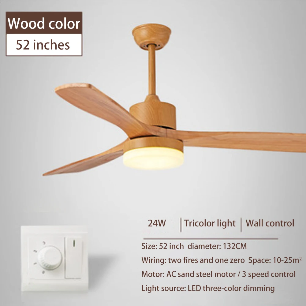 52 inch wood wall Светодиодный потолочный вентилятор лампы для Гостиная 220V деревянный потолочный вентилятор с подсветкой 42 48 52 дюймовые лопатки охлаждения пульт дистанционного затемнения светодиодные лампы - Цвет лезвия: 52 inch wood wall