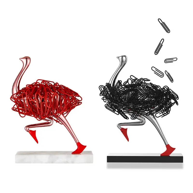 

Ostrich Magnetic Desktop Paper Clip Holder Dispenser Office Gift Supplies Decoration