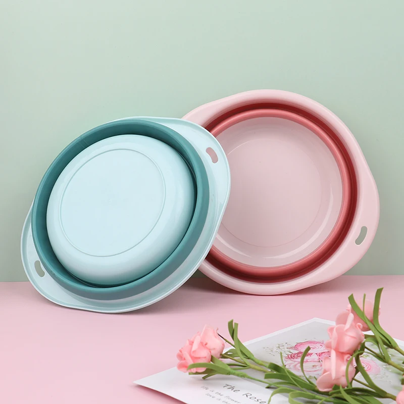 portable folding washbasin household plastic laundry tub travel thickened large wash basin plastic basin