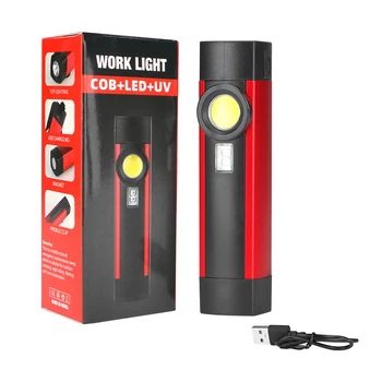 

LED Flashlight Cob Xpe Working Light Portable Working Torch Uv Black Light 4 Modes With Magnet Build-In Battery Lanterna
