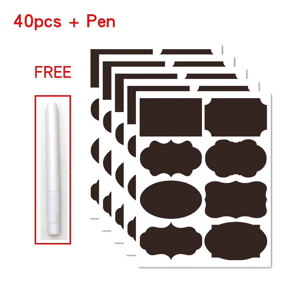 Waterproof Chalkboard Kitchen Spice Rack Label Stickers Home Jars Bottles Tags Blackboard Labels with Marker Pen | Дом и сад