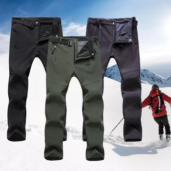 

Outdoor Camping Hiking Pants Fleece Lined Thickend Warm Windproof Skiing Trousers for Men Women TT@88