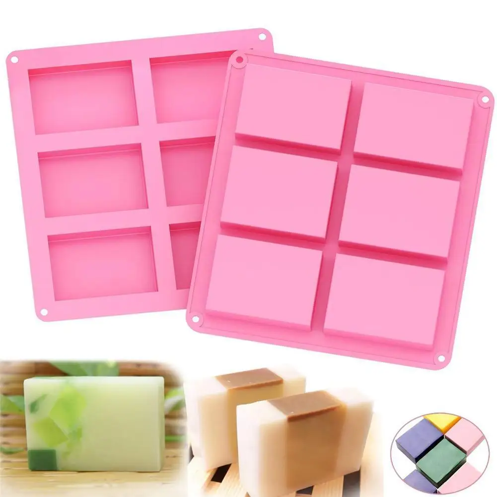 Molde de silicona para pudín y dulces, suministros cuadrados de 6 cavidades, jabón artesanal para decoración de jabón, molde de vela hecho a mano, nuevo
