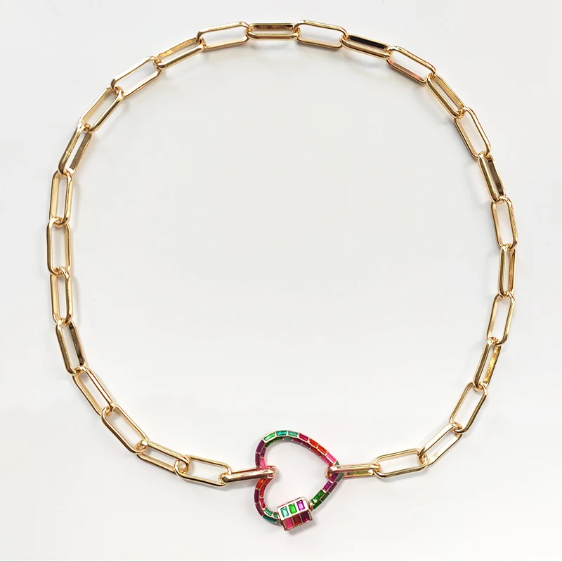 

Bohemia colorful heart-shaped spiral buckle pendant necklace handmade man punk chain choker 2020 new trendy accessories gifts