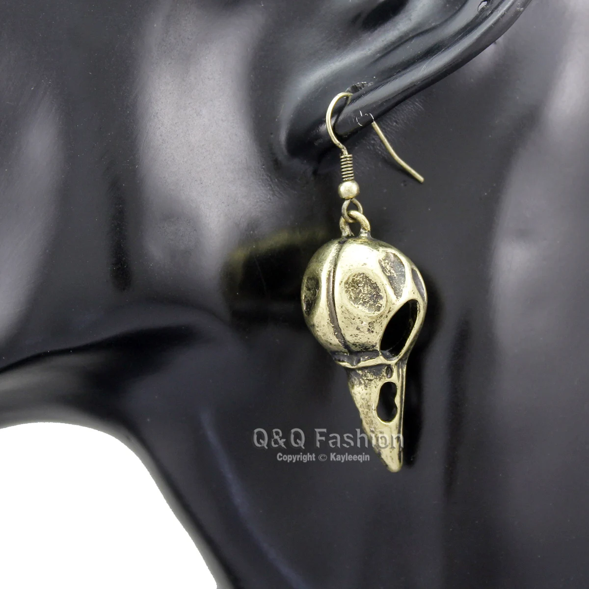 

Jewelry Vintage Silver Skull Bird Dangle fashion Earrings Crow Raven Gothic Punk Emo Steampunk beak Wholesale Skeleton Trendy
