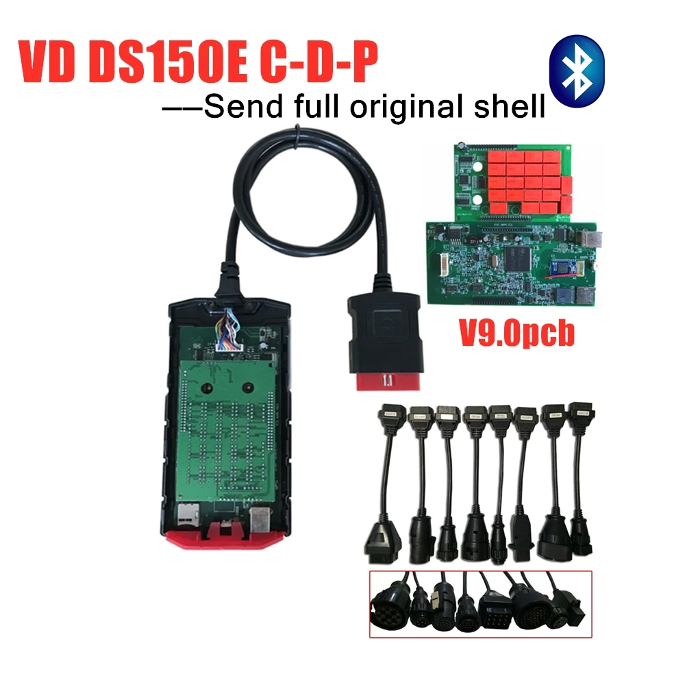 Лучшая цена! V9.0 зеленая плата с Bluetooth 2015R3 keygen Obd сканер VD DS150E C-D-P для delphis автомобиль грузовик obd2 диагностический инструмент
