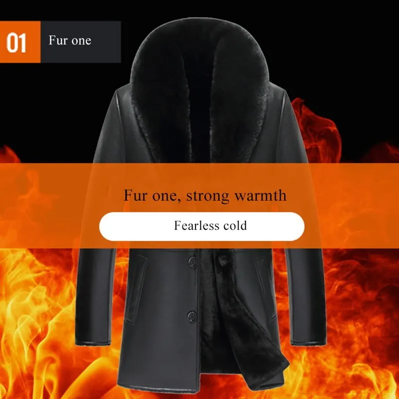 Классические мужские пальто из искусственной кожи; куртка из искусственной кожи с воротником из искусственного меха; Veste Moto Homme; плотная теплая одежда; Chaqueta Hombre Cuero
