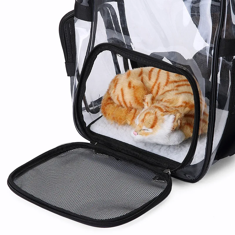 New Style Fully Transparent Backpack gato negro mi bao Pet Nursing Transparent Backpack Portable Breathable Pet Backpack