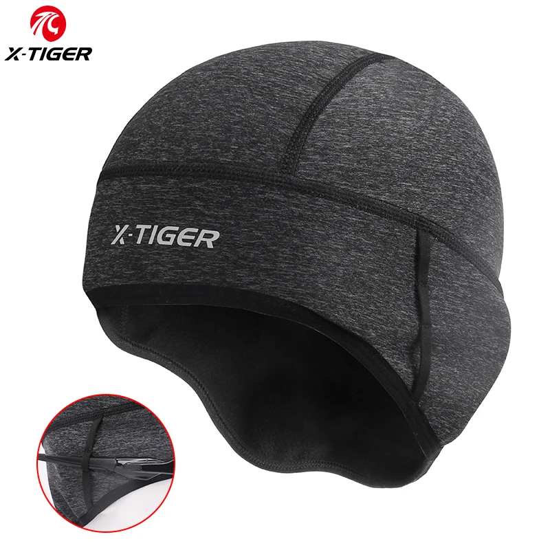 

X-TIGER Winter Thermal Fleece Cycling Cap Outdoor Sports Bicycle Cap Man Winter Windproof Running Skiing Head Hat MTB Bike Caps