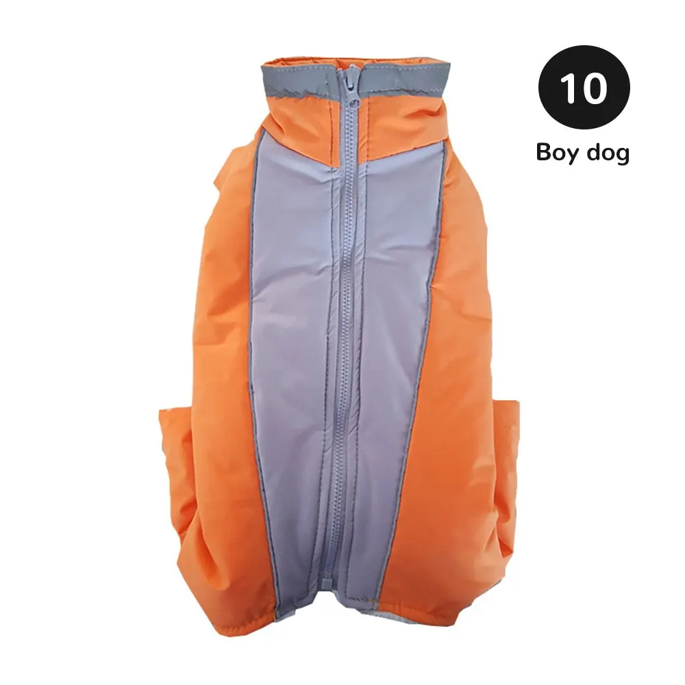 Boy Gray-orange Зимнее теплое пальто для домашних животных, Комбинезоны для маленьких мальчиков и девочек, хлопковый комбинезон для животных, светоотражающая одежда для маленьких собак, пуховая куртка для щенков, костюм - Цвет: Boy Gray-orange