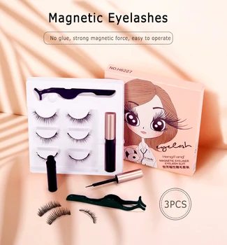 

Magnet Eyelashes Mink Lashes Natural False Eyelashes Three Pairs Of 3D Magnetic Eyeliner Liquid False Eyelashes Set Maquillaje