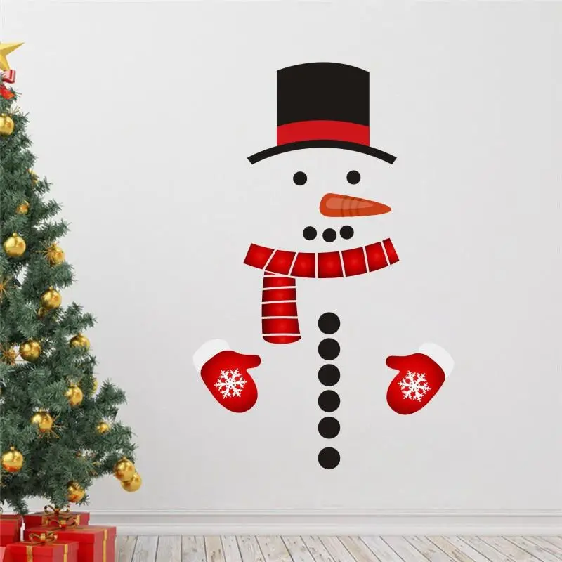 

Christmas PVC Snowman Refrigerator Sticker Festival Home Decor DIY Wall Sticker Removable Door Murals Decorative Wall Stickers