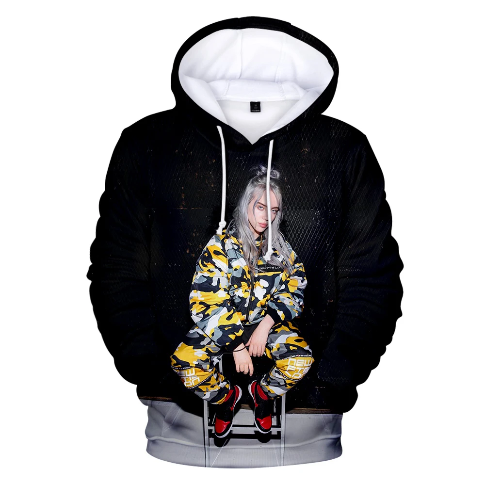 Толстовки с капюшоном Billie Eilish для женщин и мужчин, модные детские осенние толстовки с капюшоном, пуловеры с 3D принтом Billie Eilish для девочек