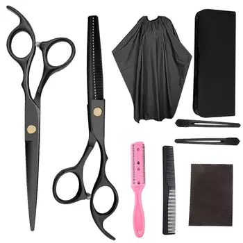 

9PCS Hair Cutting Scissors Set Pro Hairdressing Scissors Kit With Thinning Scissor Shears Hair Cape Comb Tools For Barber Salon