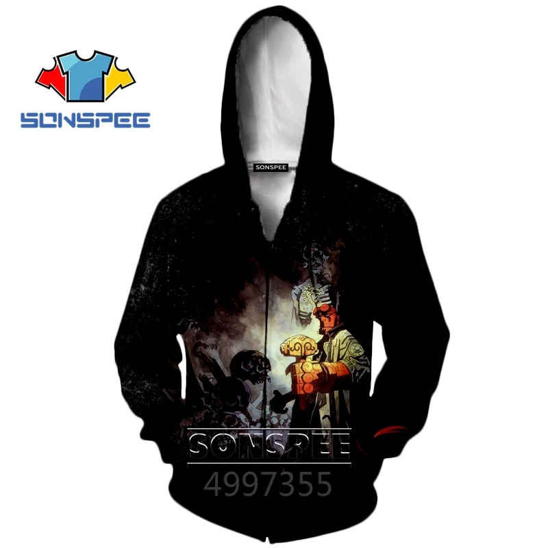 Футболка SONSPEE Son of Satan Hellboy в стиле Харадзюку; толстовка с капюшоном и 3D-принтом для мальчиков и девочек-подростков; детская одежда в стиле хип-хоп; X282 - Цвет: 4