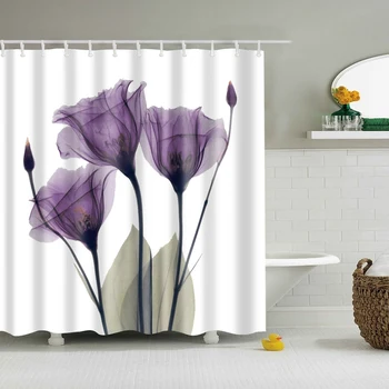 

Flower Waterproof Shower Curtain Waterproof Polyester Fabric Bath Bathing Bathroom Curtains With 12 Hooks For Home Decorations