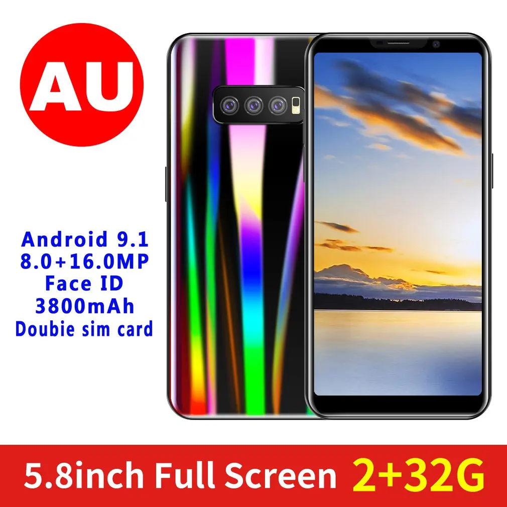 S11 5.8 Inch Tempered Glass Back Cover Smart Phone 2+32Gb Mobile Phone Fingerprint Face Recognition Smartphone