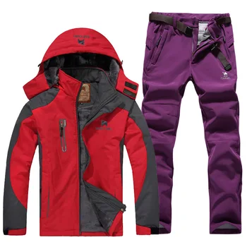 

Outdoor Ski Suit Set Winter Women Windproof Waterproof Thermal Snowboard Snow Thicken Skiing Fleece Jacket And Pants Suit
