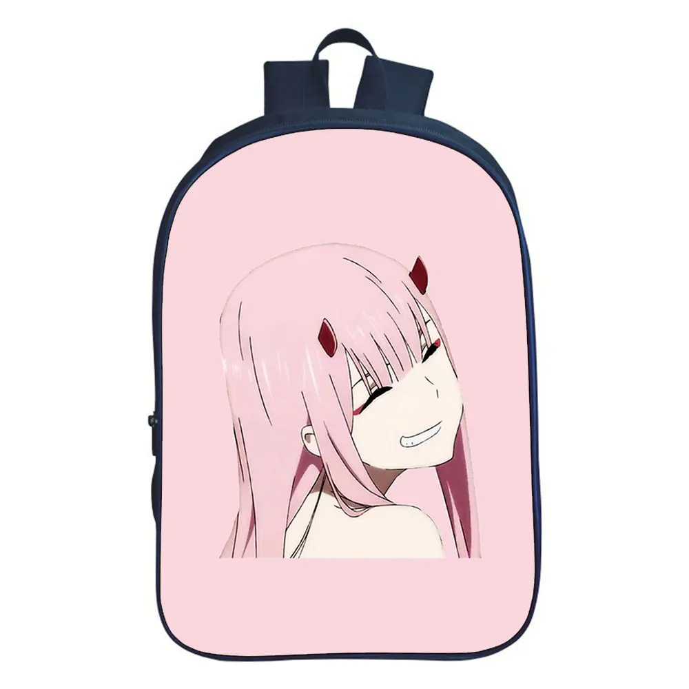 New Zero Two Anime Backpack Boy School Bag Teenager Backpacks Darling In The Franxx College Style Travel Double-layer Backpack