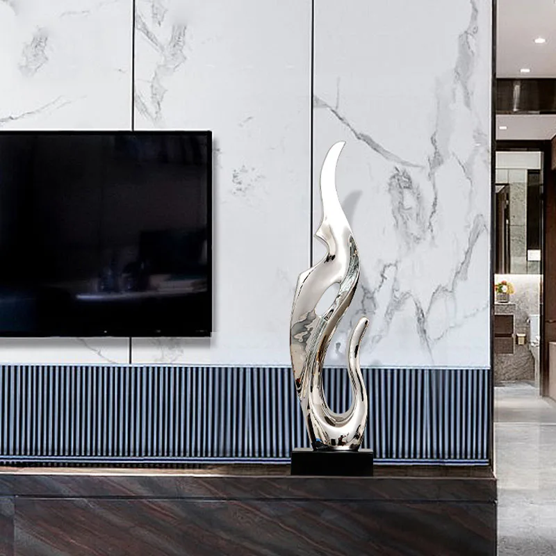 GOLD SILVER ABSTRACT FIRE DESIGN SCULPTURE 3 GOLD SILVER ABSTRACT FIRE DESIGN SCULPTURE 3