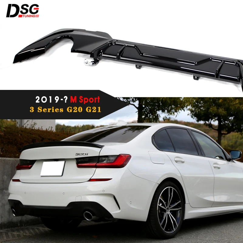 

Блеск черный полипропиленовый пластиковый Автомобильный задний бампер, спойлер для губ, задний диффузор для губ BMW 3 серии G20 G21 M, только для спорта