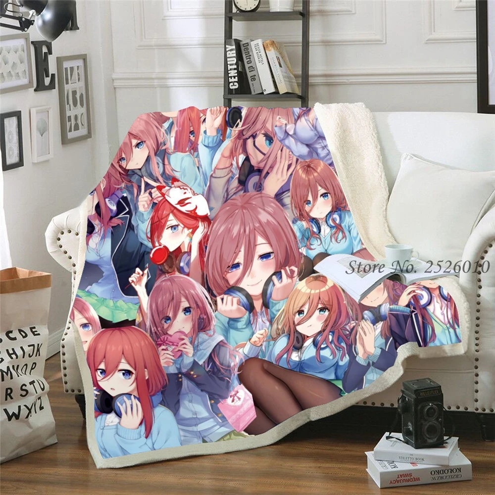 

Throw blanket Japan Anime Girl 3D Velvet Plush Blanket Bedspread For Kids Girls Sherpa Blanket Couch Quilt Cover Travel 01