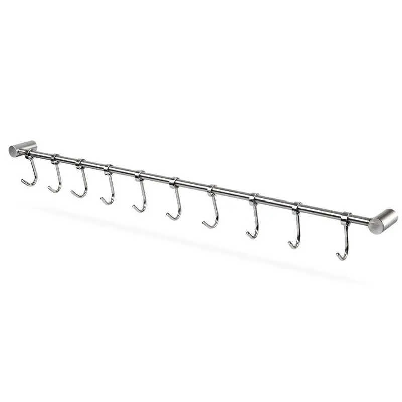Promotion! Kitchen Rail Rack Wall Mounted Utensil Hanging Stainless Steel Hanger Hooks for Tools Pot Towel 10 Slidi | Дом и сад